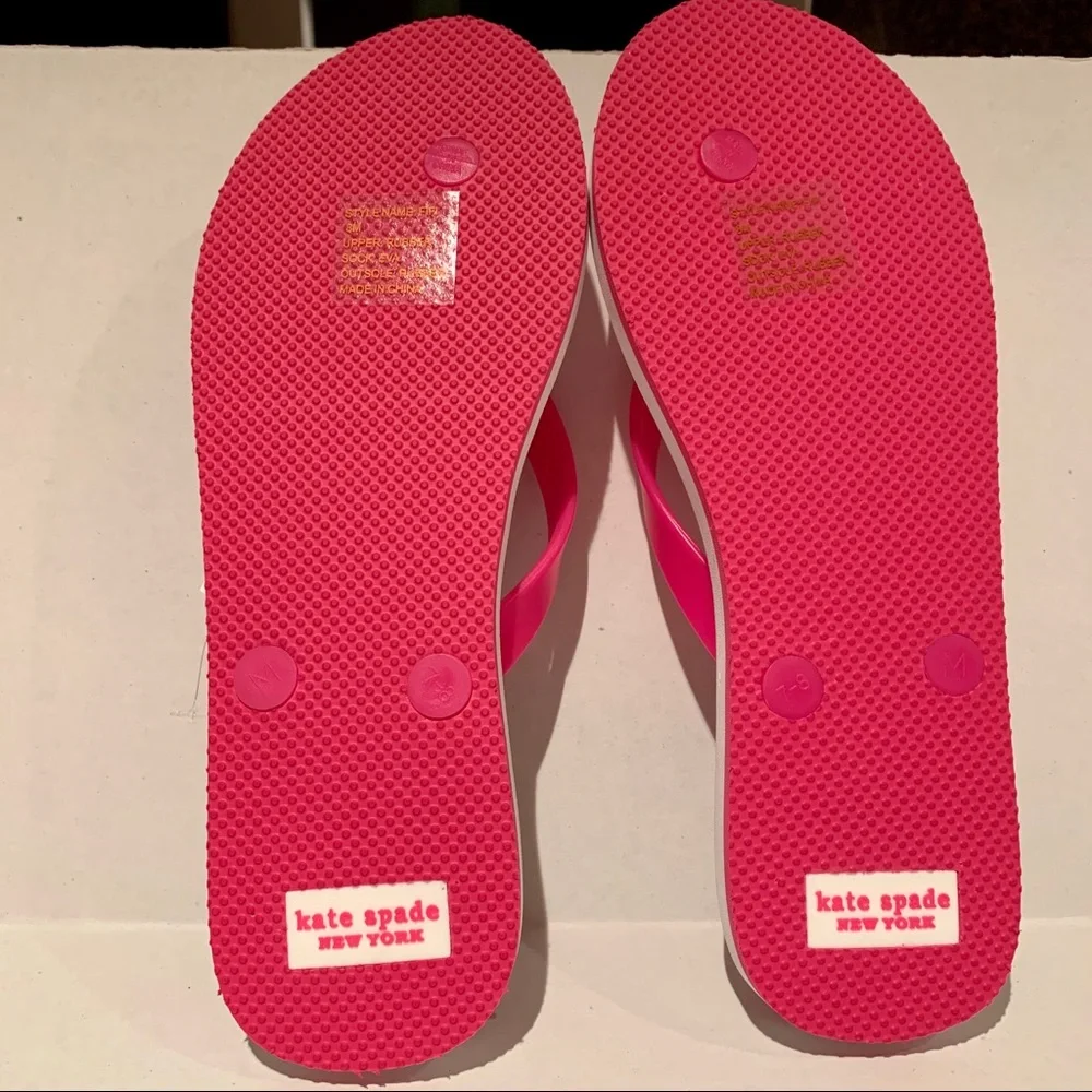 Kate Spade Flip Flops Pink and White Stripes